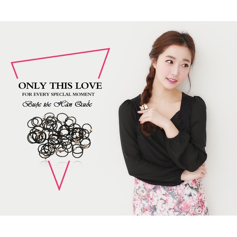 Chun Buộc Tóc Dây Đen Hàn Quốc - Nhiều Họa Tiết