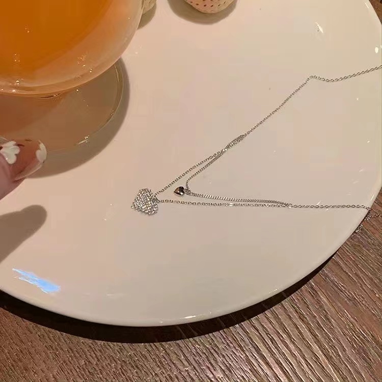 Vòng cổ choker IF YOU hai lớp mặt hình trái tim thời trang Hàn Quốc dành cho nữ