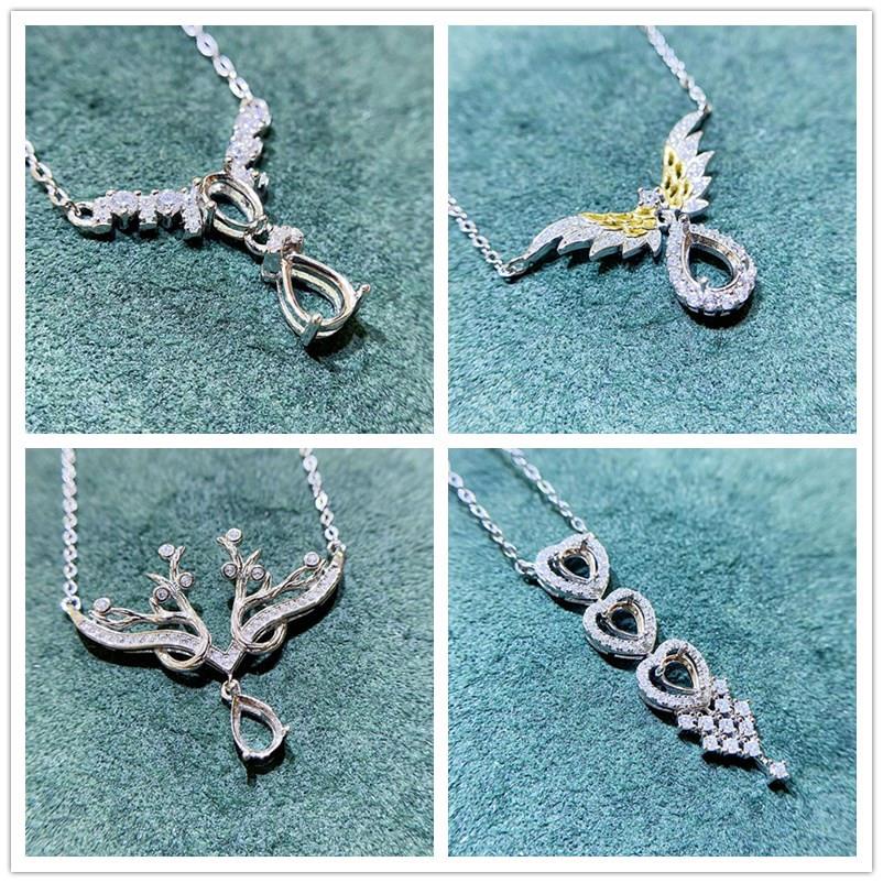 Dây Chuyền Mạ Vàng 18K Đính Đá Quý Hình Đôi Cánh Thiên Thần 5 * 7MM Thời Gian Giới Hạn S925 One