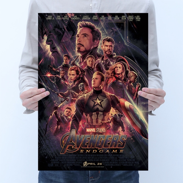 Poster kraft hình Marvel Avengers dùng trang trí phong cách cổ diển