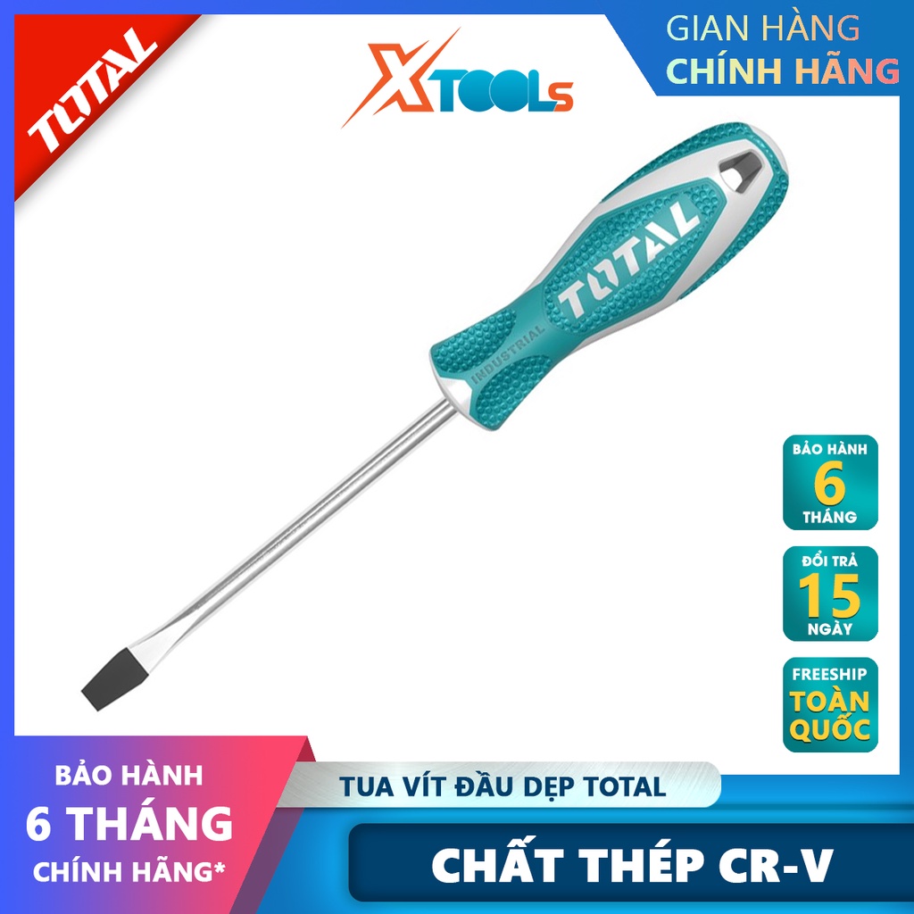 Tua vít dẹp TOTAL THT21446 Tuốc nơ vít Thép Cr-V Đường kính 4.0 mm Chiều dài 100 mm tháo mở ốc vít, siết vít chắc chắn