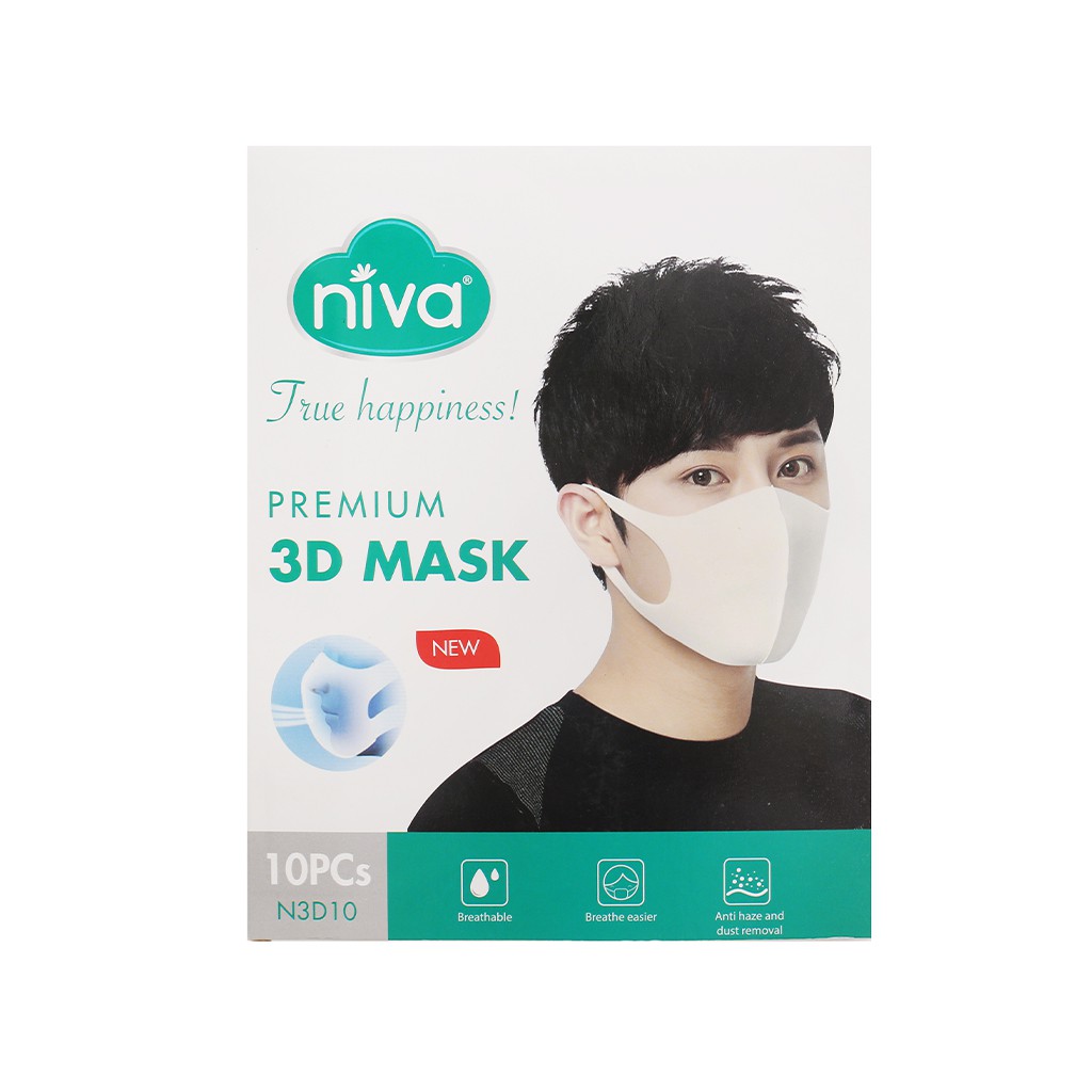KHẨU TRANG NIVA 3D 3 LỚP HỘP 10 CÁI