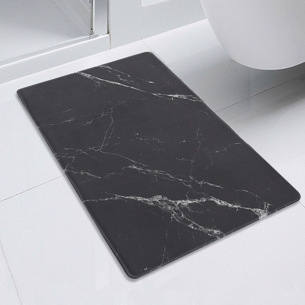 Homebase MOYA Thảm lót sàn MA5228B bằng nhựa PVC 75X46X1CM. họa tiết đá cẩm thạch đen