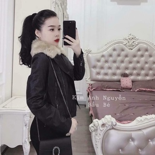 BÁN SỈ ÁO DA CỔ LÔNG CHO NỮ