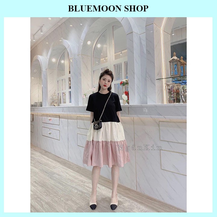 Váy Bầu Cao Cấp 💕 FREE SHIP 💕 Váy Bầu Thời Trang Thiết Kế Dáng Suông Phối 3 màu Siêu Đẹp