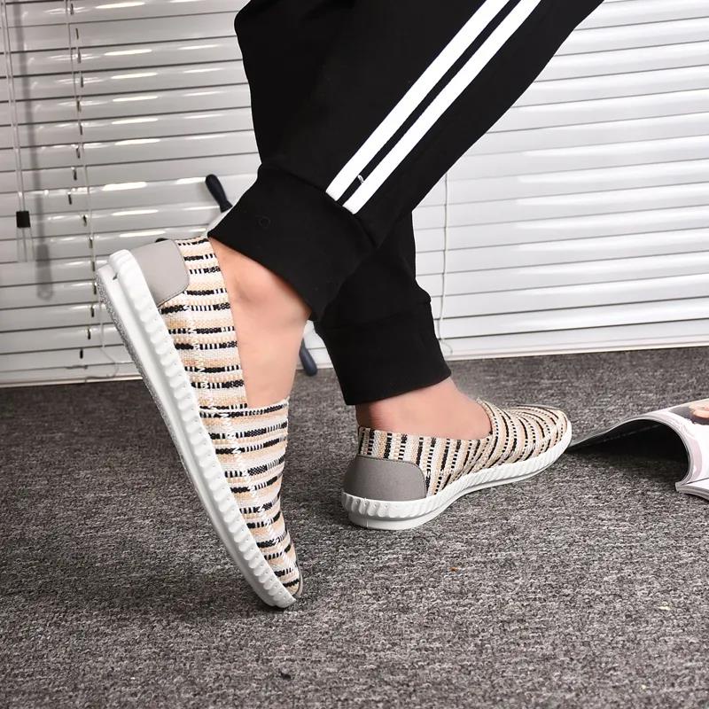 Giày lười nam giày lười vải chất lanh mềm thoáng khí