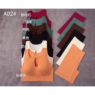 Bộ quần áo tập gym yoga nữ áo 3 lỗ có mút ngực quần legging nâng mông A02