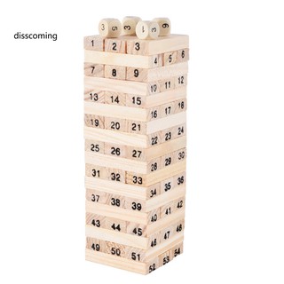 54Pcs Wooden Tower Toy Set Stacker Board Building Blocks Educational Kids Gifts