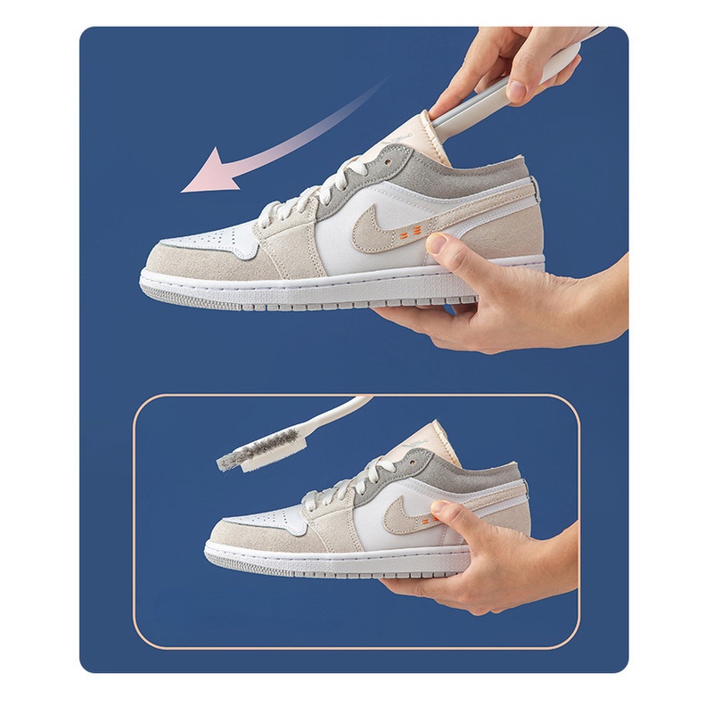 Bàn Chải Chà Giày Ba Mặt Lông Mềm Không Làm Đau Tay Cầm Dài Cho Gia Đình