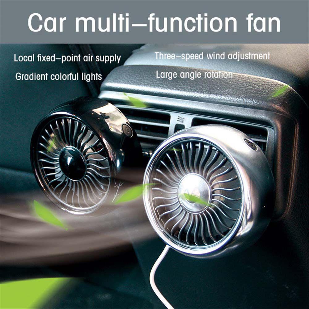 Quạt Điện Mini Gắn Lỗ Thông Gió Xe Hơi Đa Năng Có Đèn LED Nhiều Màu