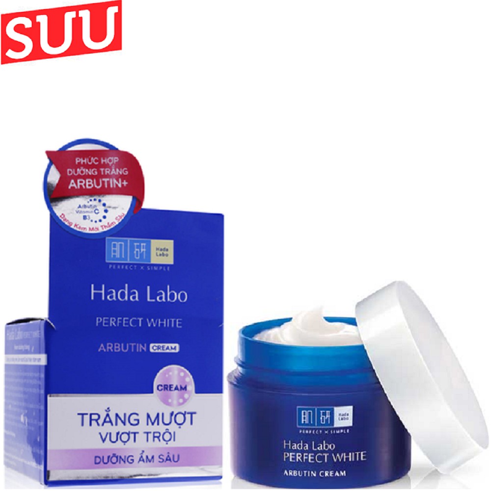 Kem dưỡng trắng mượt vượt trội Hada Labo Perfect White Arbutin Cream 50g suu.shop cam kết 100% chính hãng