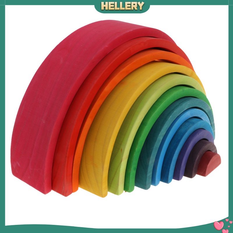 Bộ Đồ Chơi Đường Hầm Xếp Chồng Bằng Gỗ Màu Cầu Vồng Cho Bé