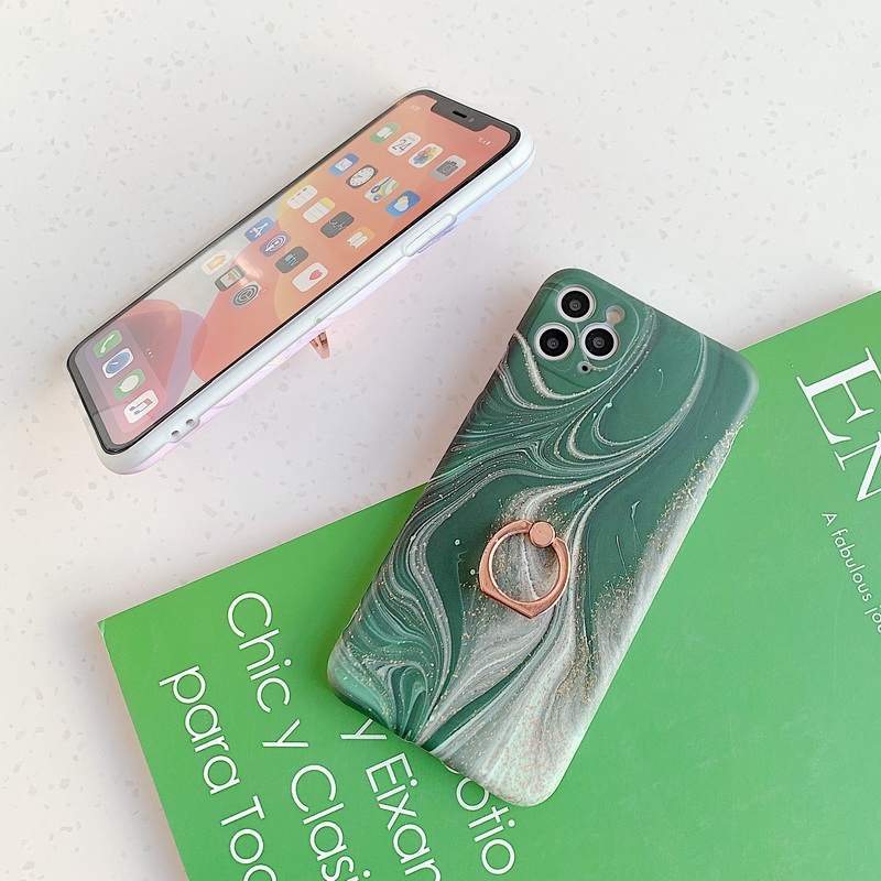 Ốp điện thoại silicon mềm mẫu đá cẩm thạch vòng đỡ thích hợp cho iPhone 11 Pro Max XS XR X 8 7 7/23