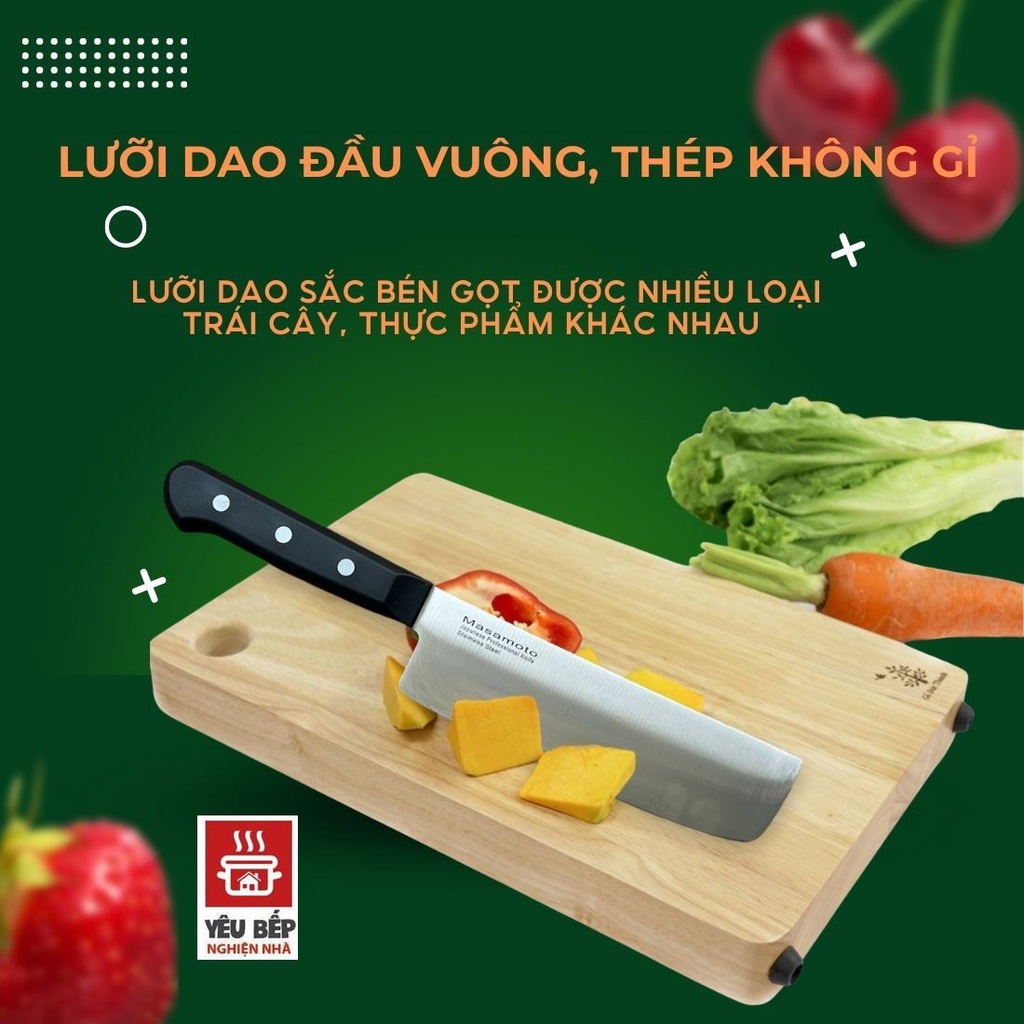 Dao Xuất Nhật Làm Bếp Đa Năng Thái Rau Củ Quả Đầu Vuông Masamoto Nakiri165- MK103