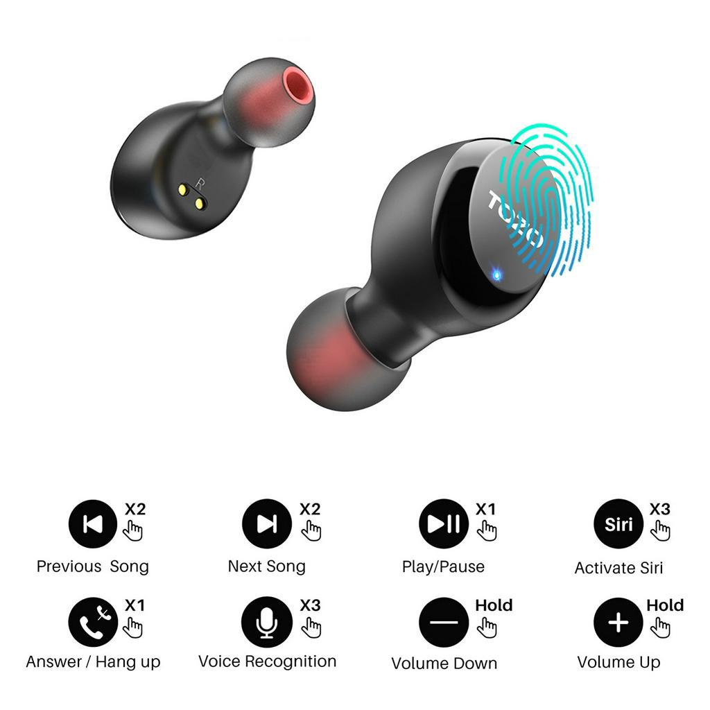 Tai nghe bluetooth 5.3 TOZO T6 S, Tai nghe nhét tai không dây, True Wireless, TWS , chống nước IPX8, chống ồn, Có app