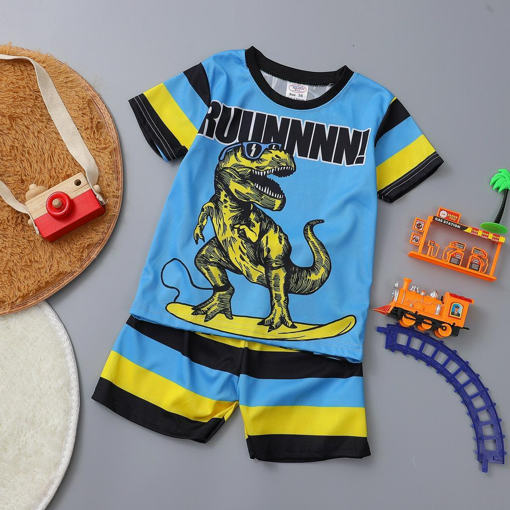 Đồ bộ bé trai hiệu MIMYKID vải thun hoạt hình sọc ngang in 3D, quần áo trẻ em - LMSP-B05TH3