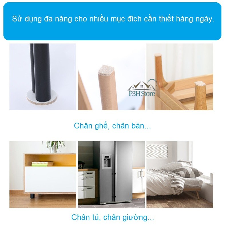 Vĩ 113 miếng lót chân ghế chân bàn bằng nỉ dày 5mm chống trượt tránh trầy xước sàn nhà Fasola  PS-235