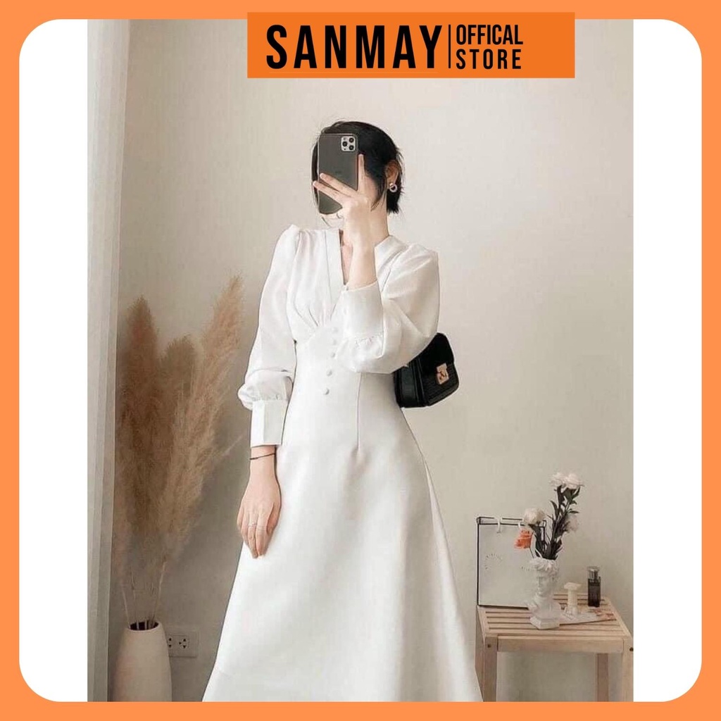 Đầm Cô Dâu Trắng SANJOLI Váy Đi Dự Tiệc Cưới Tay Dài Đẹp Dáng Suông Maxi Cao Cấp Thiết Kế Sang Trọng Hàn Quốc VD034 | BigBuy360 - bigbuy360.vn