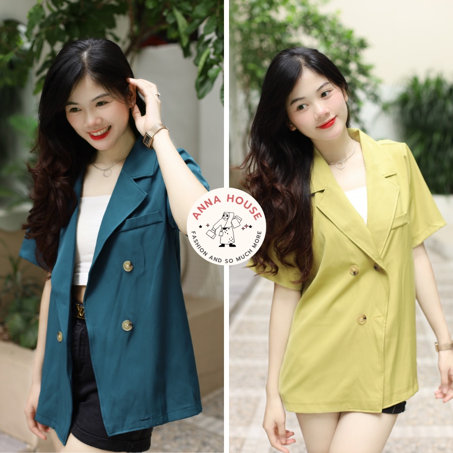 Áo khoác blazer nữ ngắn tay lỡ form rộng 1 lớp nhiều màu, áo khoác ngoài nữ blazer cổ vest cộc tay lửng dáng rộng | BigBuy360 - bigbuy360.vn