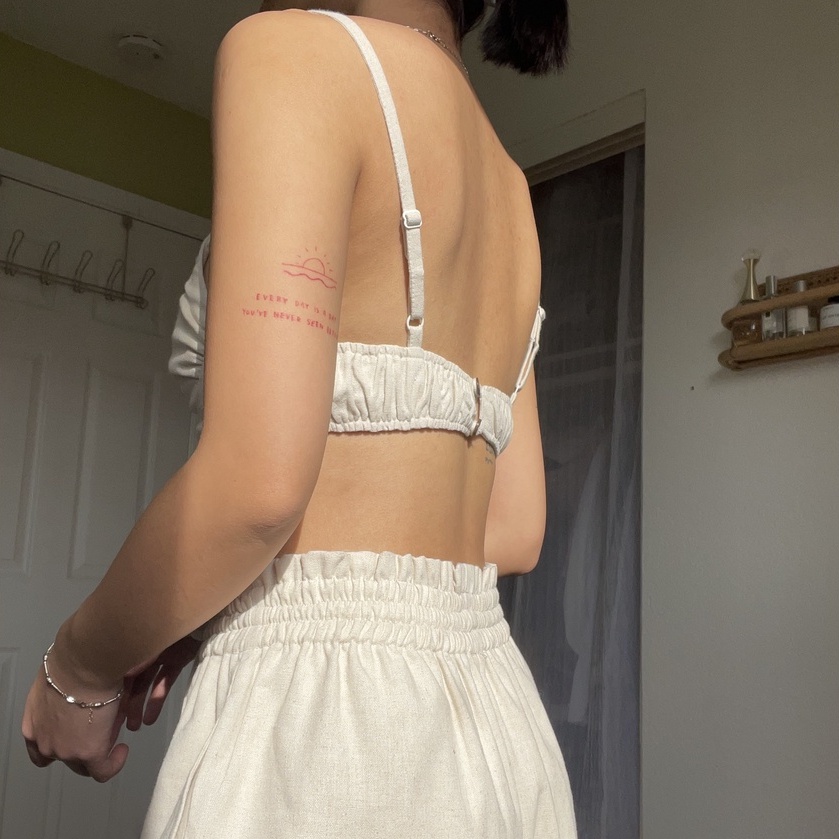 AMEGON Áo Croptop Linen Kiểu Bra ARI BRA