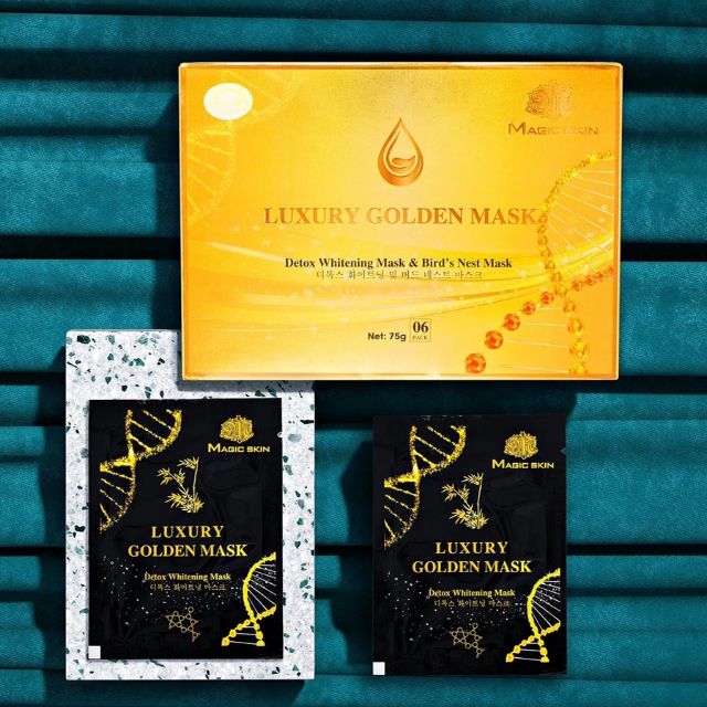 (1 HỘP 6 GÓI TẶNG THÊM 1 GÓI)CẤY PHẤN TRẮNG HỒNG LUXURY GOLDEN MASK- Ủ YẾN THẢI ĐỘC MAGICSKIN | BigBuy360 - bigbuy360.vn