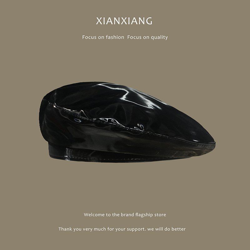 Mũ Beret Bằng Da Pu Bóng Phong Cách Anh Quốc Thời Trang Xuân Hè Cá Tính Cho Nữ