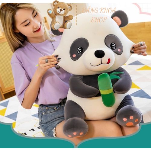 Gấu Bông Gấu Trúc PANDA Ôm Măng - Gấu Trúc Nhồi Bông Ôm Tre Vải Misino Cao Cấp