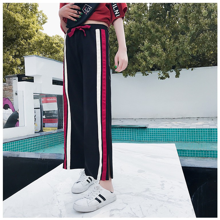 Quần thun dài lưng cao ống xẻ tà thời trang Hàn Quốc cho nữ | BigBuy360 - bigbuy360.vn