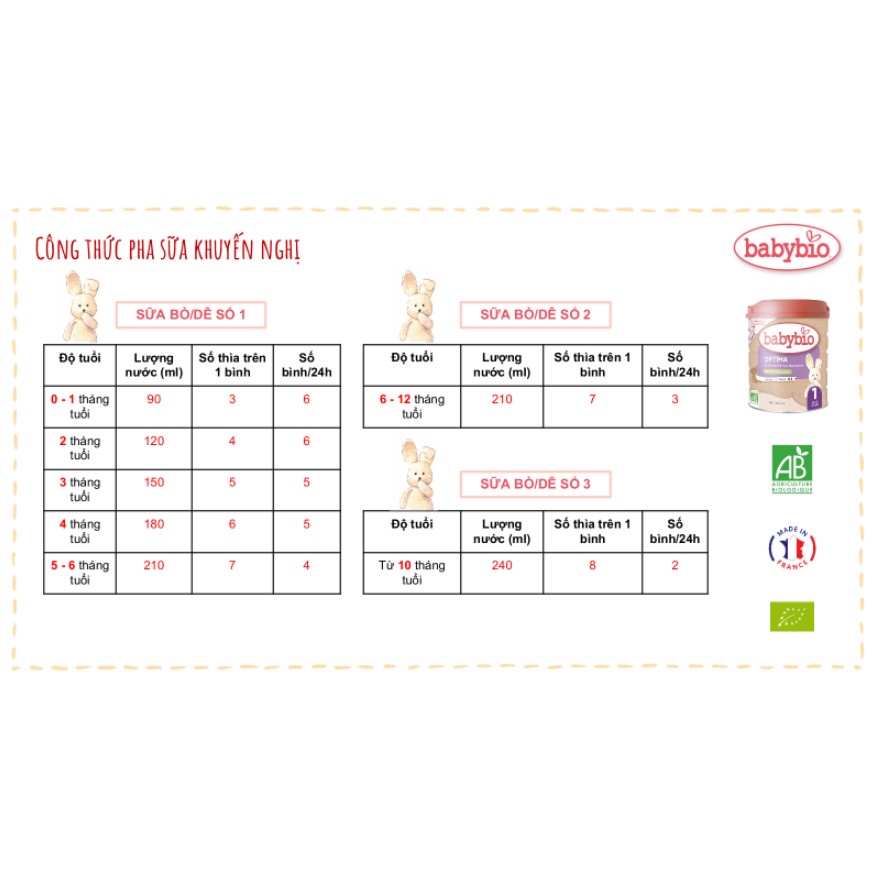 Sữa bò hữu cơ số 3 Babybio dòng Optima bổ sung lợi khuẩn 800g (10 - 36 tháng)