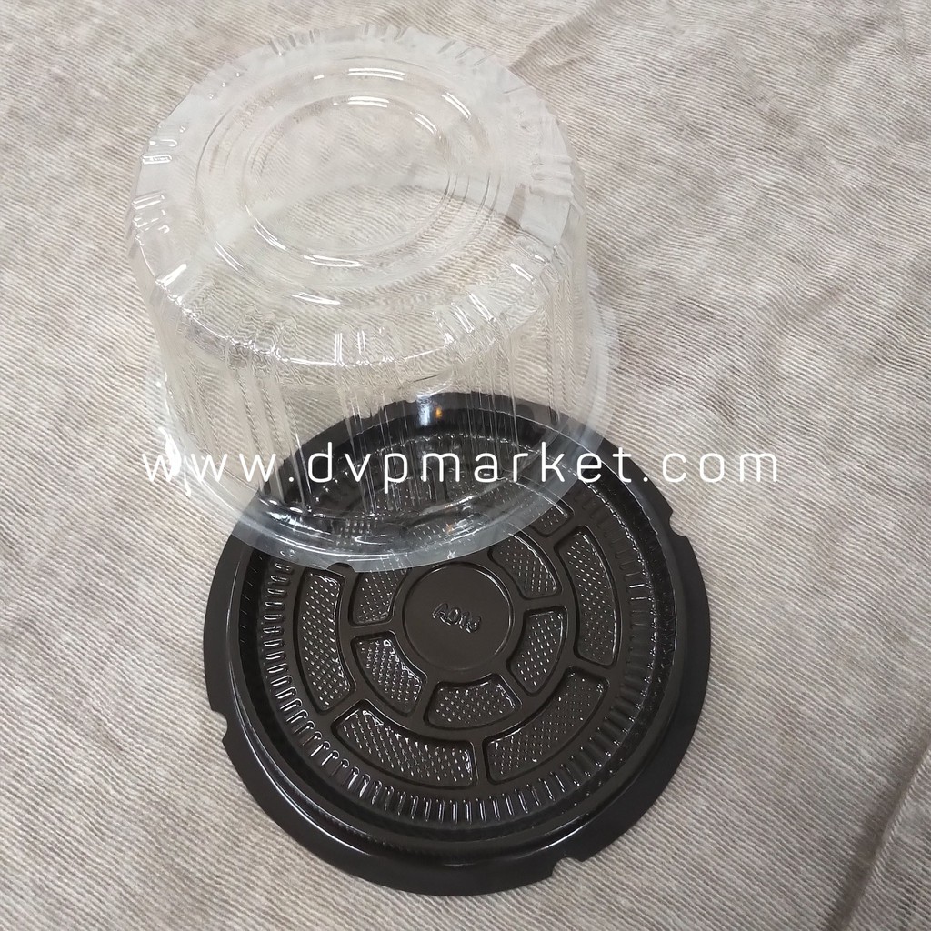 Hộp nhựa đựng bánh tròn 16cm đế đen A016 (25c)