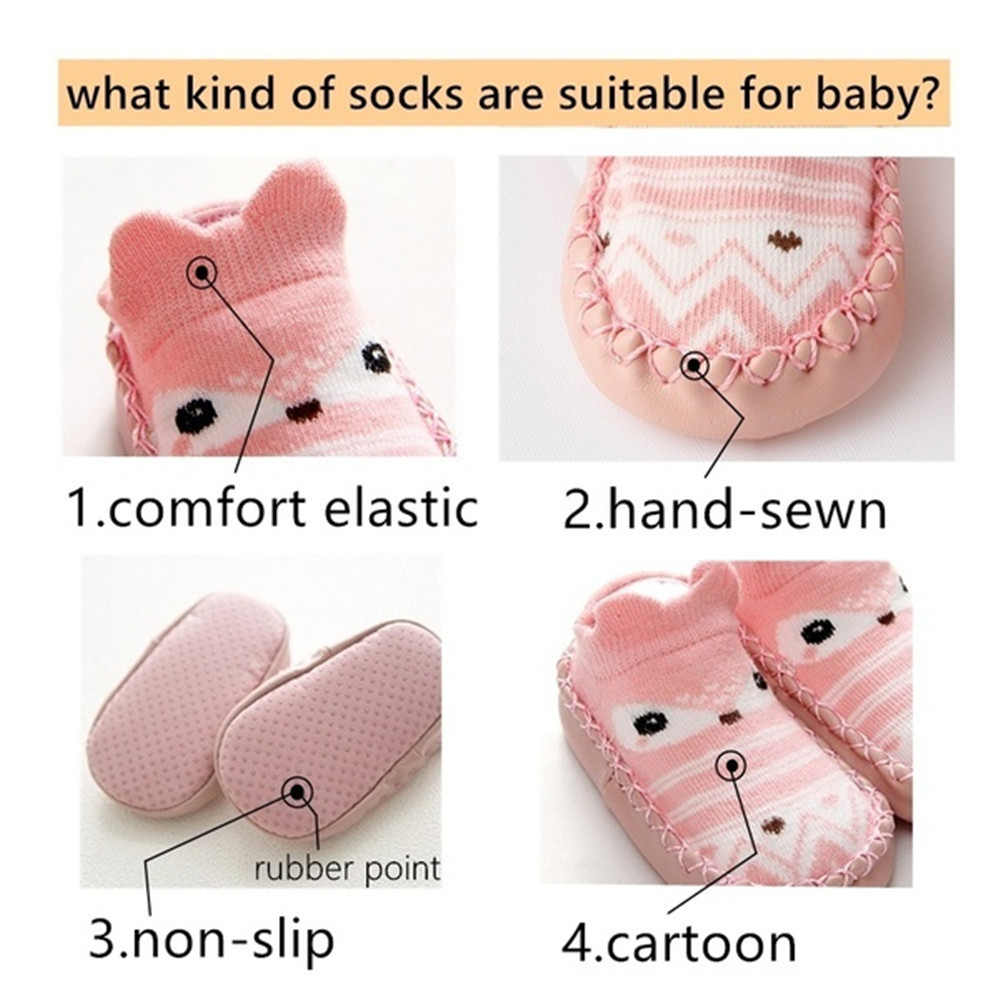 MELODG Newborn Cotton Floor Socks Comfort Infant Crib Shoes Anti Slip Shoes Baby Socks Toddler Indoor Soft Kids Booties/Multicolor