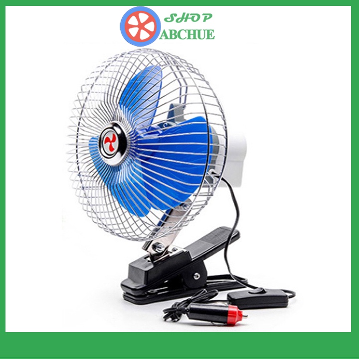 Quạt kẹp trên ô tô cánh màu xanh đường kính 22cm