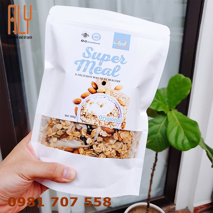Túi Zip Kraft Trắng Đáy Đứng, Túi Kraft Đức Nhiều Size _ALY