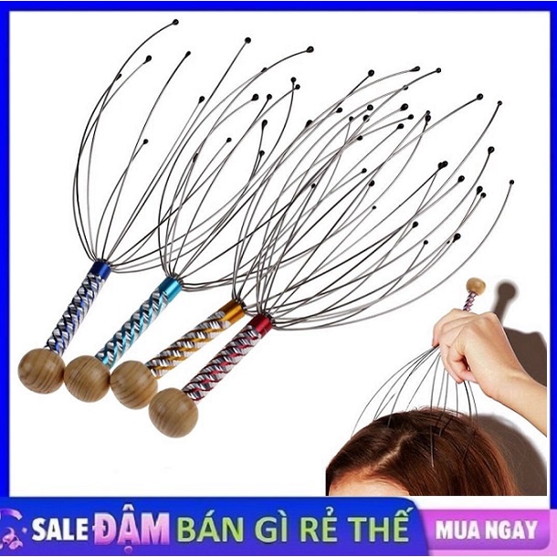 Dụng Cụ Massage Đầu Và Cổ Bạch Tuộc 12 Nhánh Châm Cứu Thông Minh, Cây Gãi Đầu Vật Lý Cầm Tay Giúp Thư Giãn, Giảm mệt Mỏi