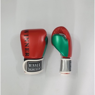 Tặng Quấn Tay -  Găng Winner da bóng PU Metal  màu đỏ phối xanh lá ( tặng kèm túi đựng)