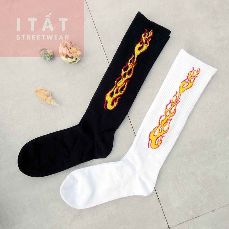 [FREESHIP EXTRA] Tất thể thao thời trang cao cổ Off-White lửa blade flame fire flare up socks unisex Streetwear