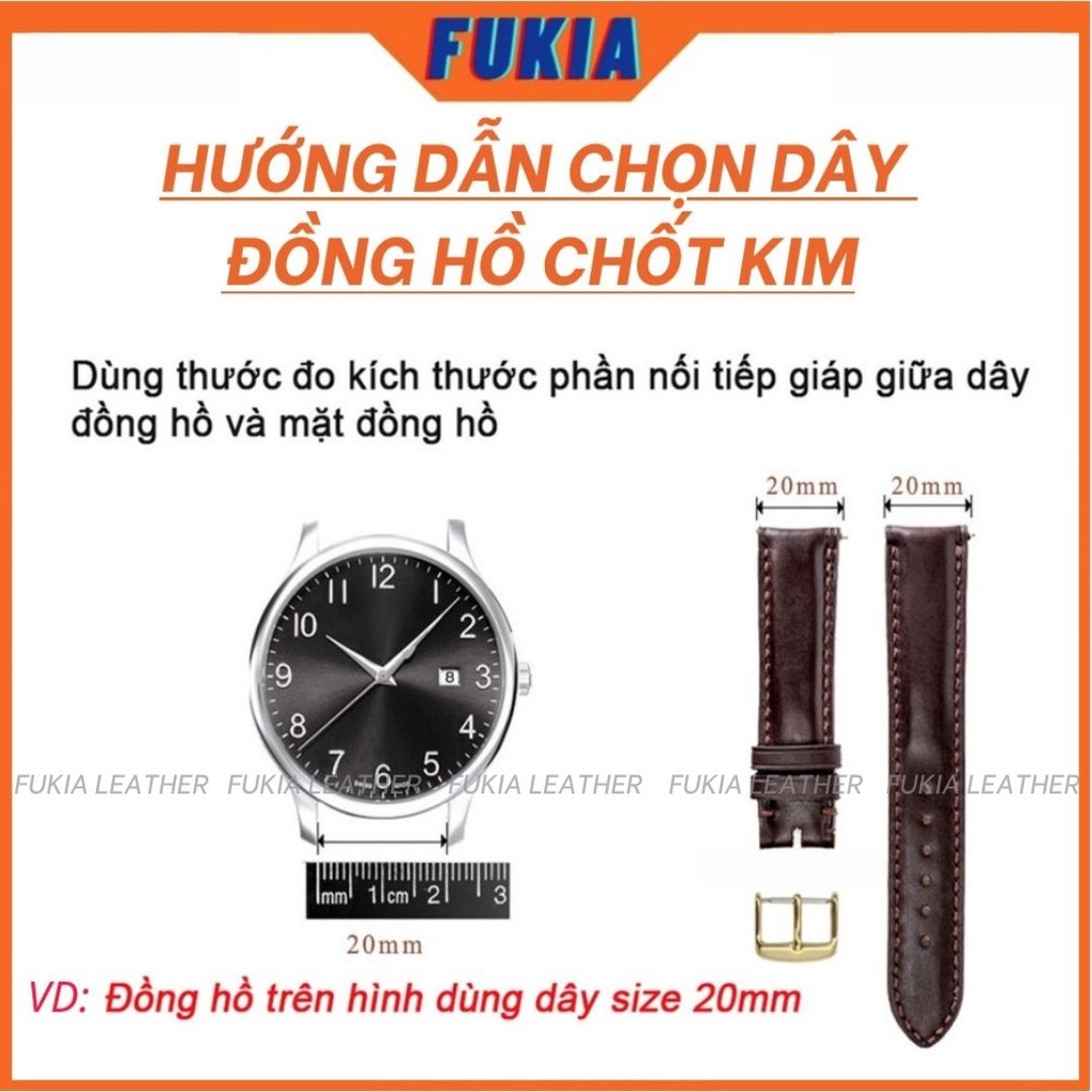 Dây da thủ công da bò trơn màu nâu cafe khoá kim dành cho Apple Watch, đồng hồ cơ