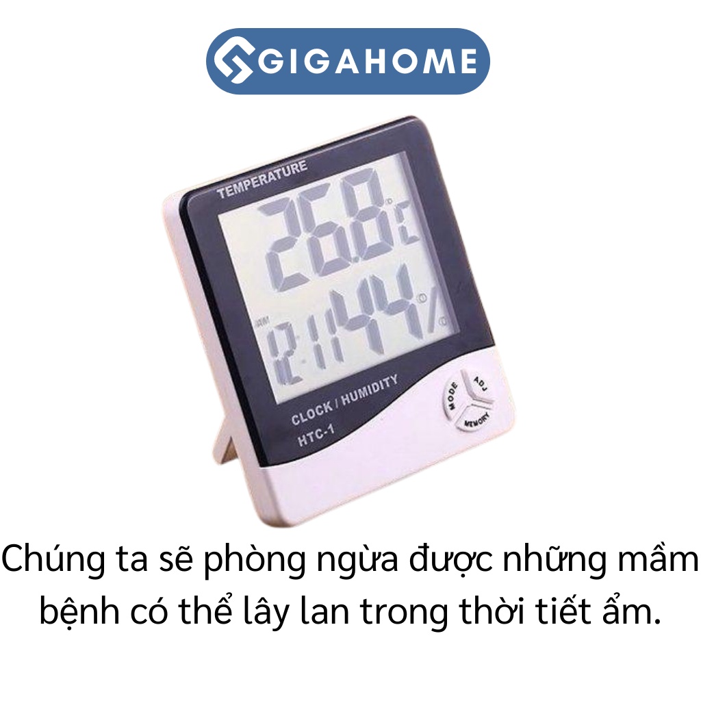 Nhiệt Kế Đo Độ Ẩm Không Khí, Nhiệt Độ Tích Hợp Đồng Hồ Điện Tử GIGAHOME 3361