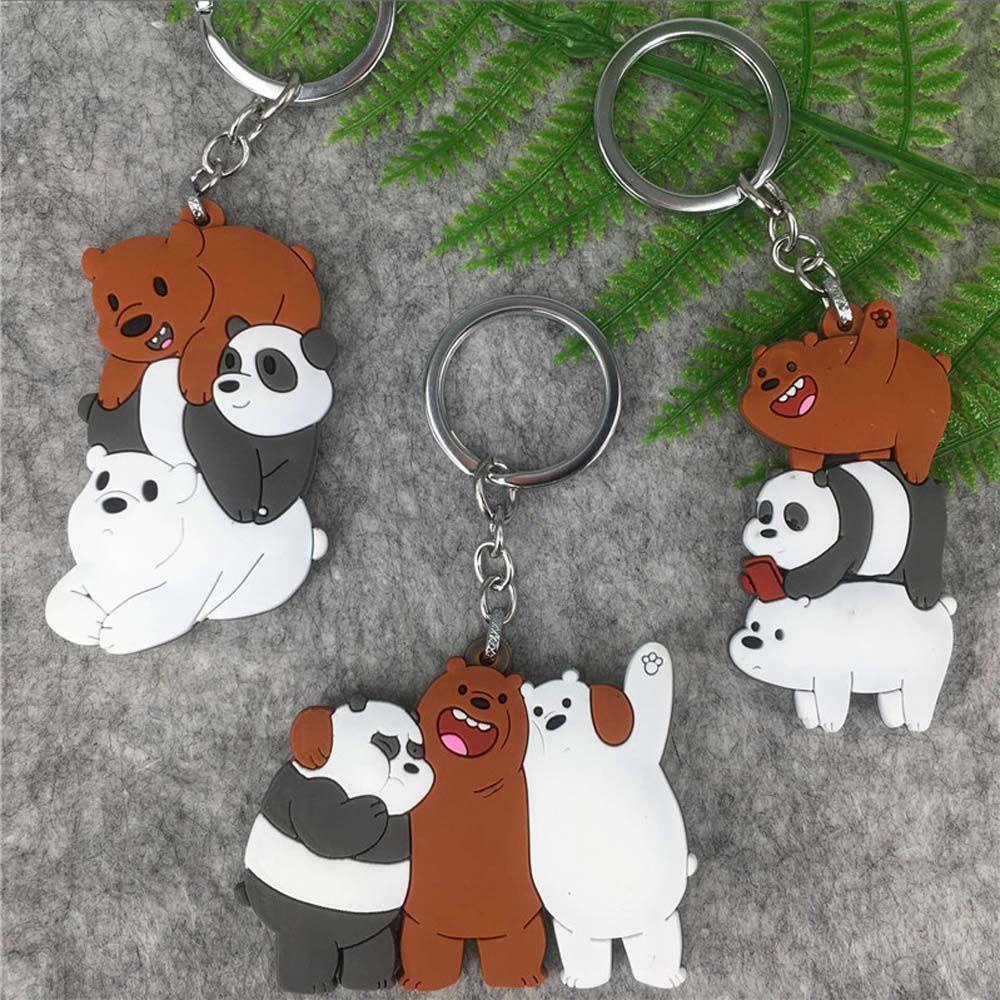 Móc khóa trang trí mặt hình gấu We Bare Bears dễ thương dành cho xe hơi
