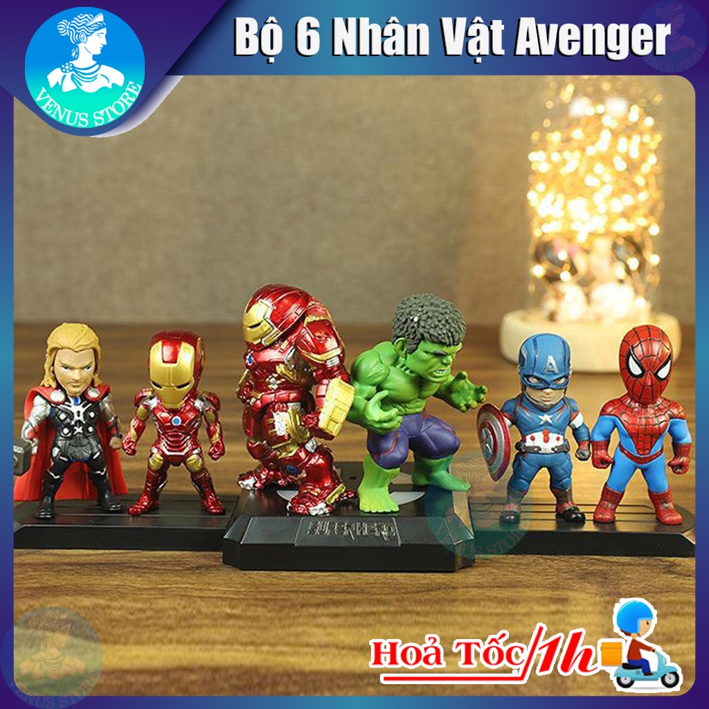 Bộ Sưu Tập Mô Hình Nhân Vật Siêu Anh Hùng Marvel- Bộ 6 Nhân Vật Avenger Mini Để Bàn(Mô Hình Đồ Chơi)