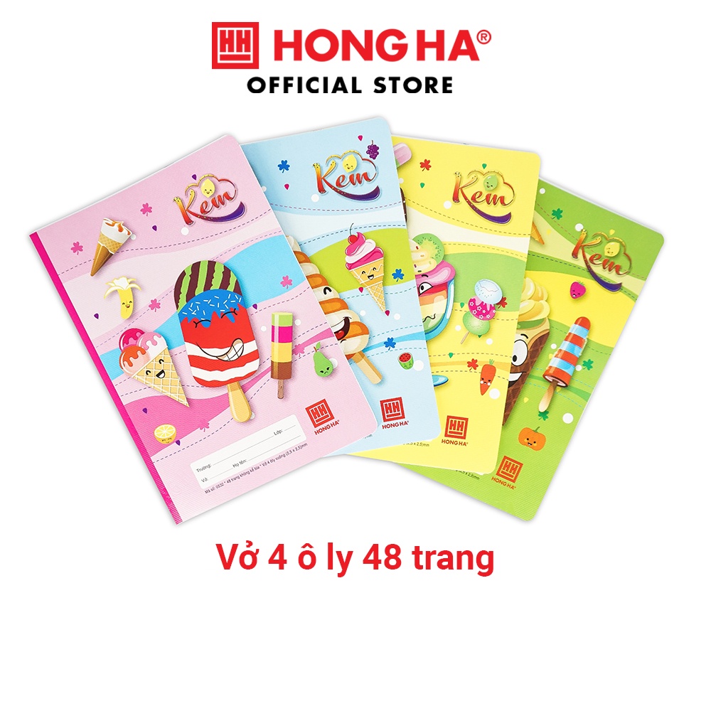 Vở 4 ô ly 48 trang Hồng Hà School Kem 0532