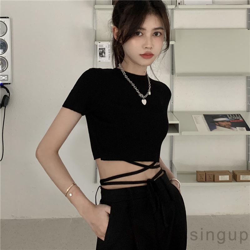 Áo Thun Tay Ngắn Cổ Tròn Màu Trơn Thời Trang Dành Cho Nữ