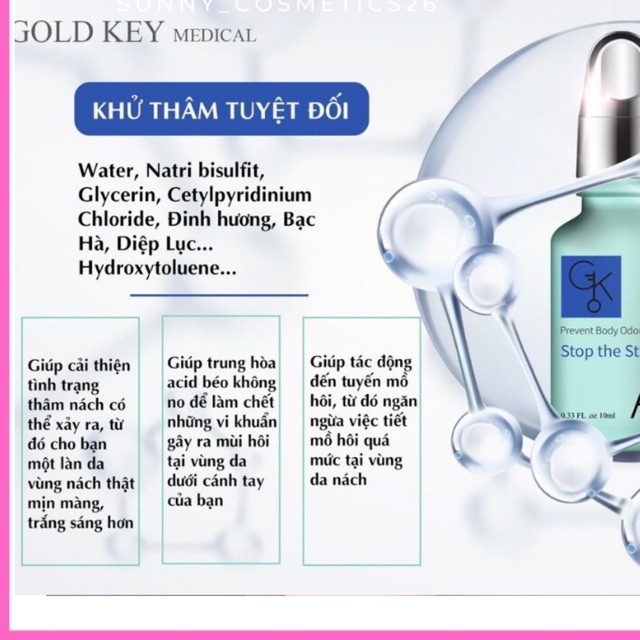 Tinh Chất Khử Mùi Hôi Nách Ngăn Mùi Cơ Thể Gold Key Stop The Stink 10ml