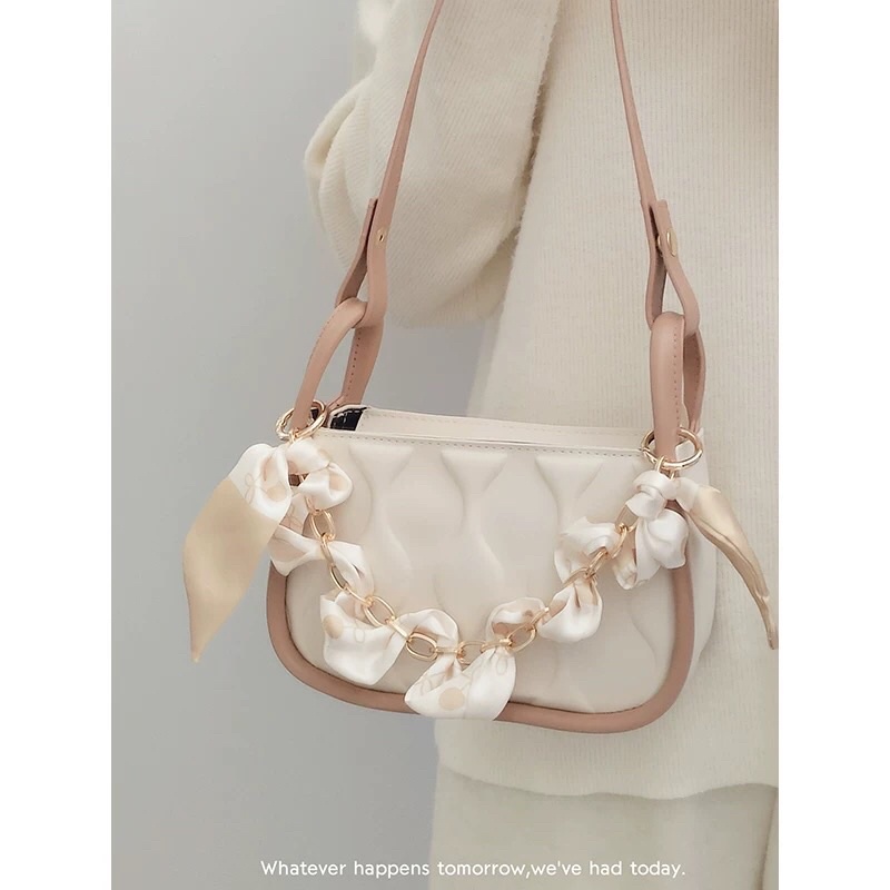 Túi xách đeo vai hình vuông phối dây xích thời trang mùa hè 2022 cho nữ