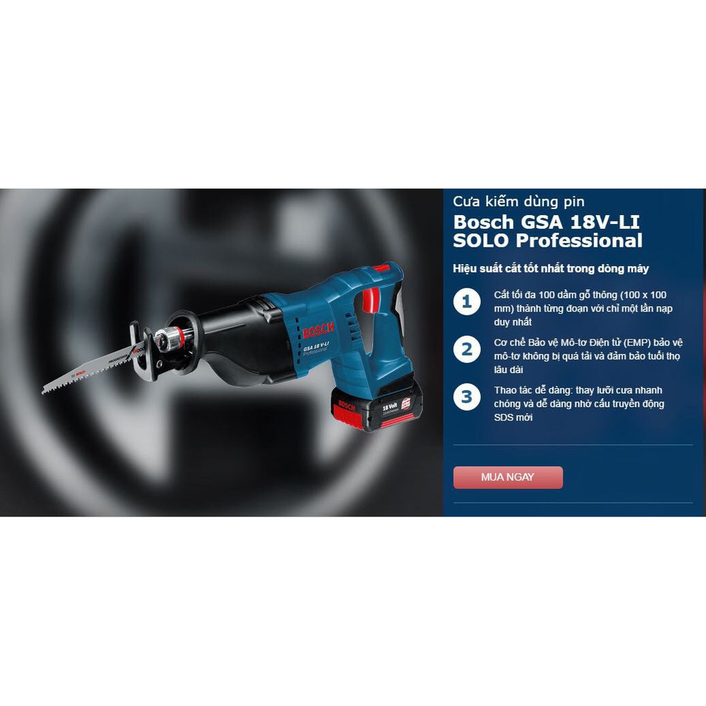 Máy cưa kiếm dùng pin Bosch GSA 18 V-LI (SOLO)