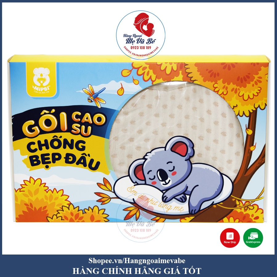 Gối chống bẹp đầu Mipbi, gối cao su non chống bẹp đầu cho bé (tặng kèm vỏ gối thay thế)