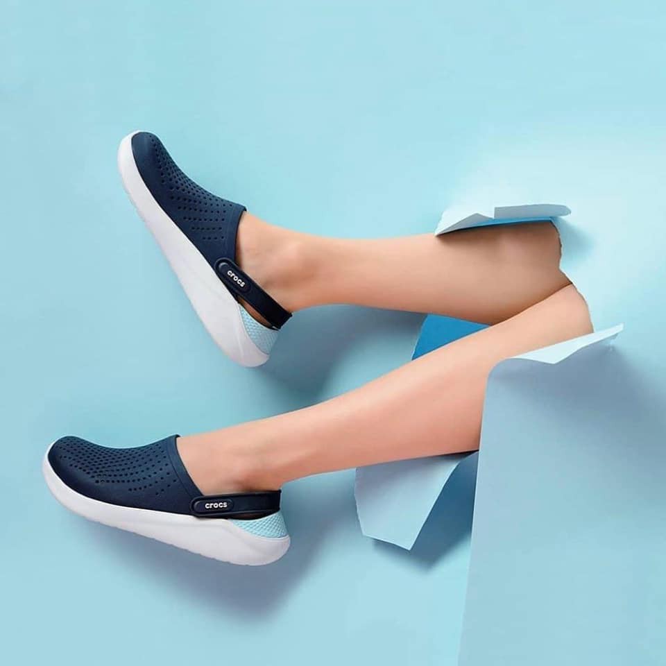 Sục_Dép Bít Đầu Literide Navy Lót Xanh Ngọc