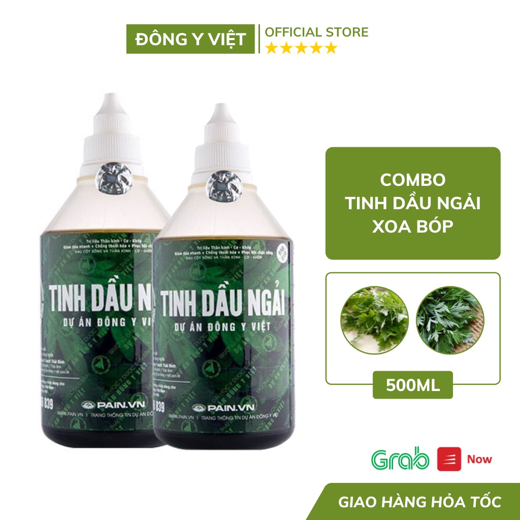 COMBO 2 Chai Tinh Dầu Ngải Cứu 500ML - Xoa Bóp Đau Nhức Xương Khớp - Tinh Dầu Ngải Cứu Đại Học Thái Bình