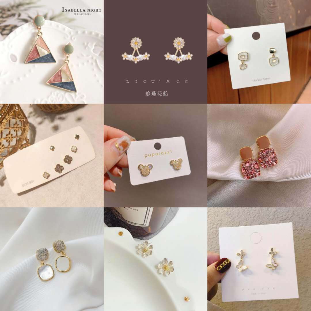 Bông tai mạ bạc 925 phong cách Hàn Quốc thời trang tinh tế