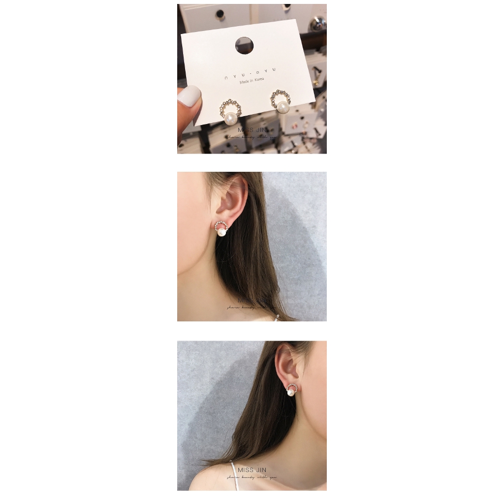 Bông tai mạ bạc 925 hình học đơn giản cho nữ